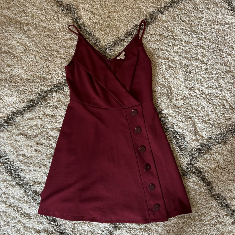 BURGUNDY URBAN OUTFITTERS DRESS WITH BUTTONS- FORMAL, CASUAL, FALL, FESTIVE